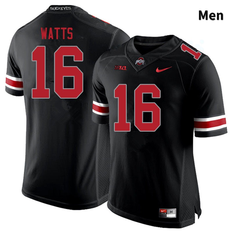 Men's Ohio State Buckeyes #16 Ryan Watts Blackout Authentic College Stitched Football Jersey 23XG042RM